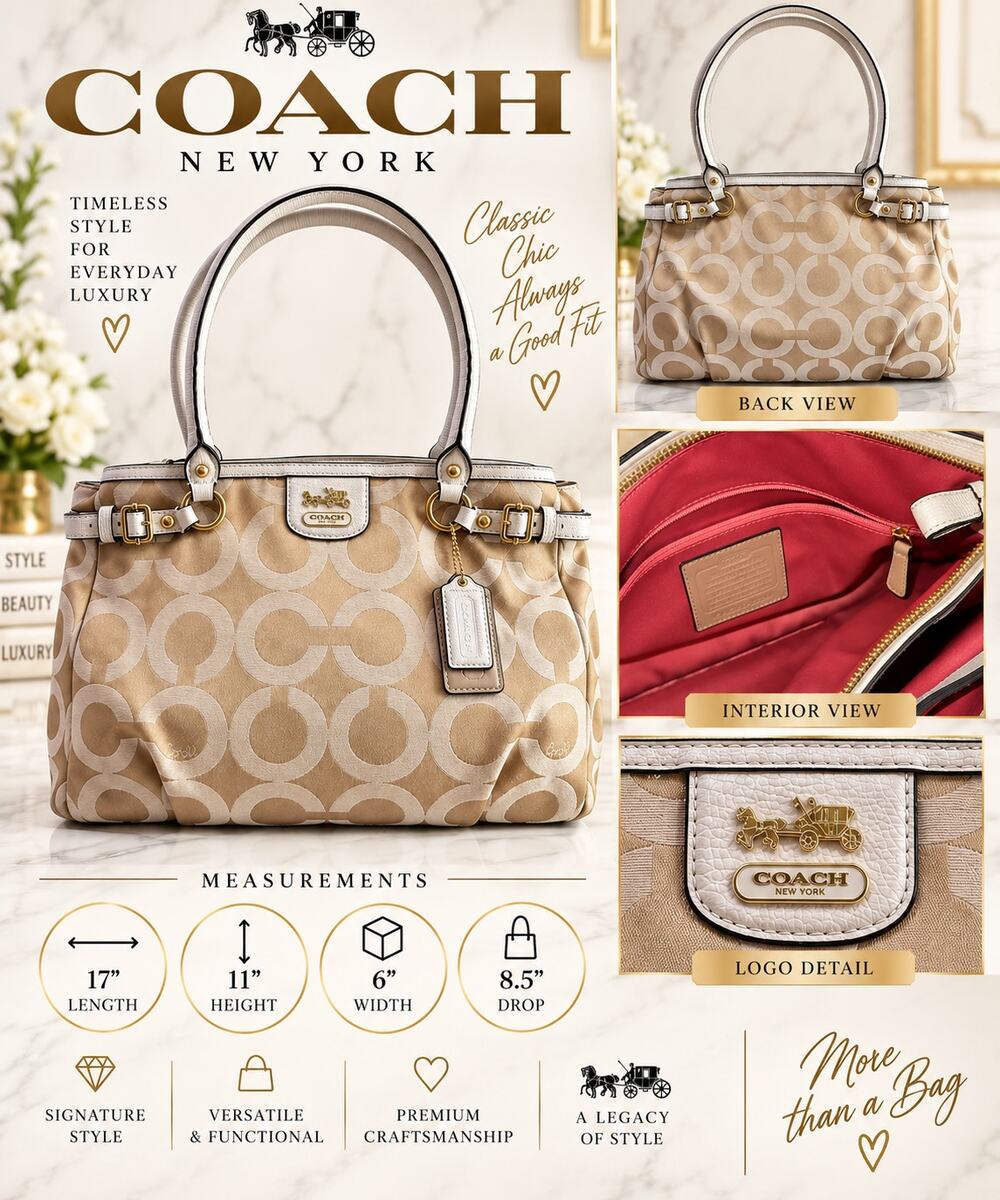 DL043 Coach Madison Op Art sateen carryall satchel